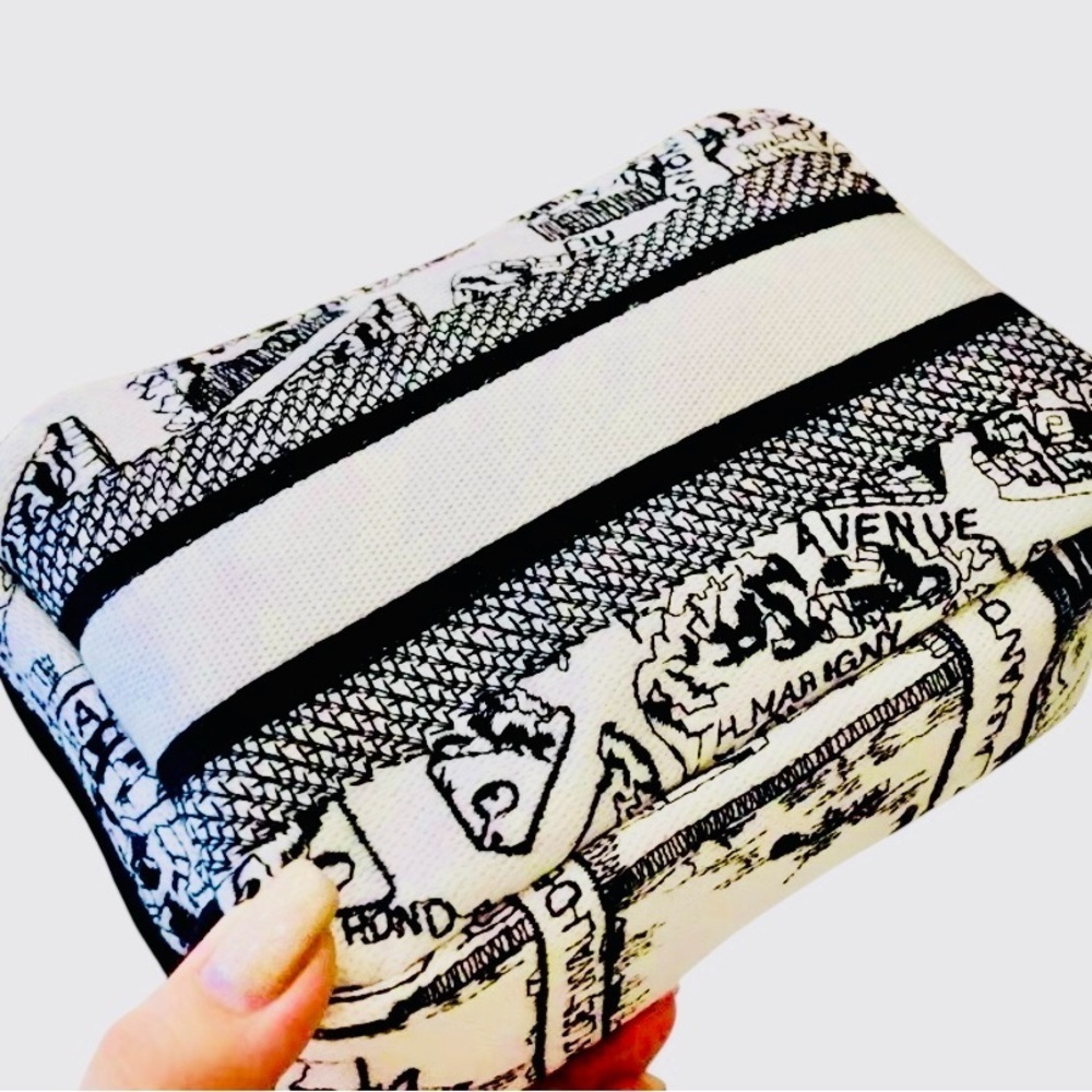 CHRISTIAN DIOR  Plan de Paris Canvas Embroidered Cosmetic Bag - Picture 8 of 11